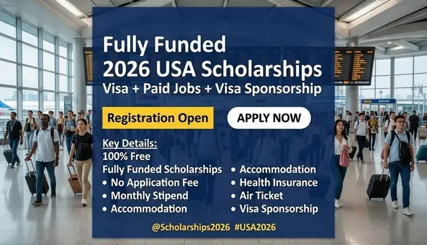 Fully Funded 2026 USA Scholarships Visa + Paid Jobs + Visa Sponsorship